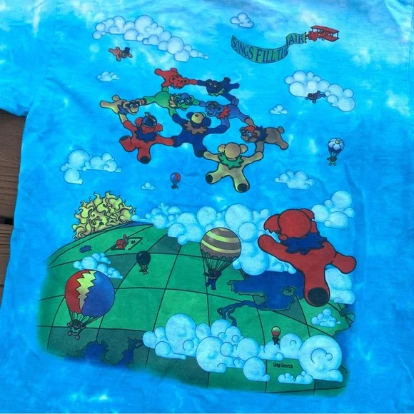 Vintage Liquid Blue Grateful Dead Parachute Bears T-Shirt